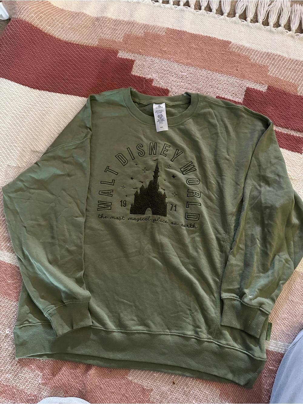 Disney Olive Green Castle Pullover Sweatshirt
